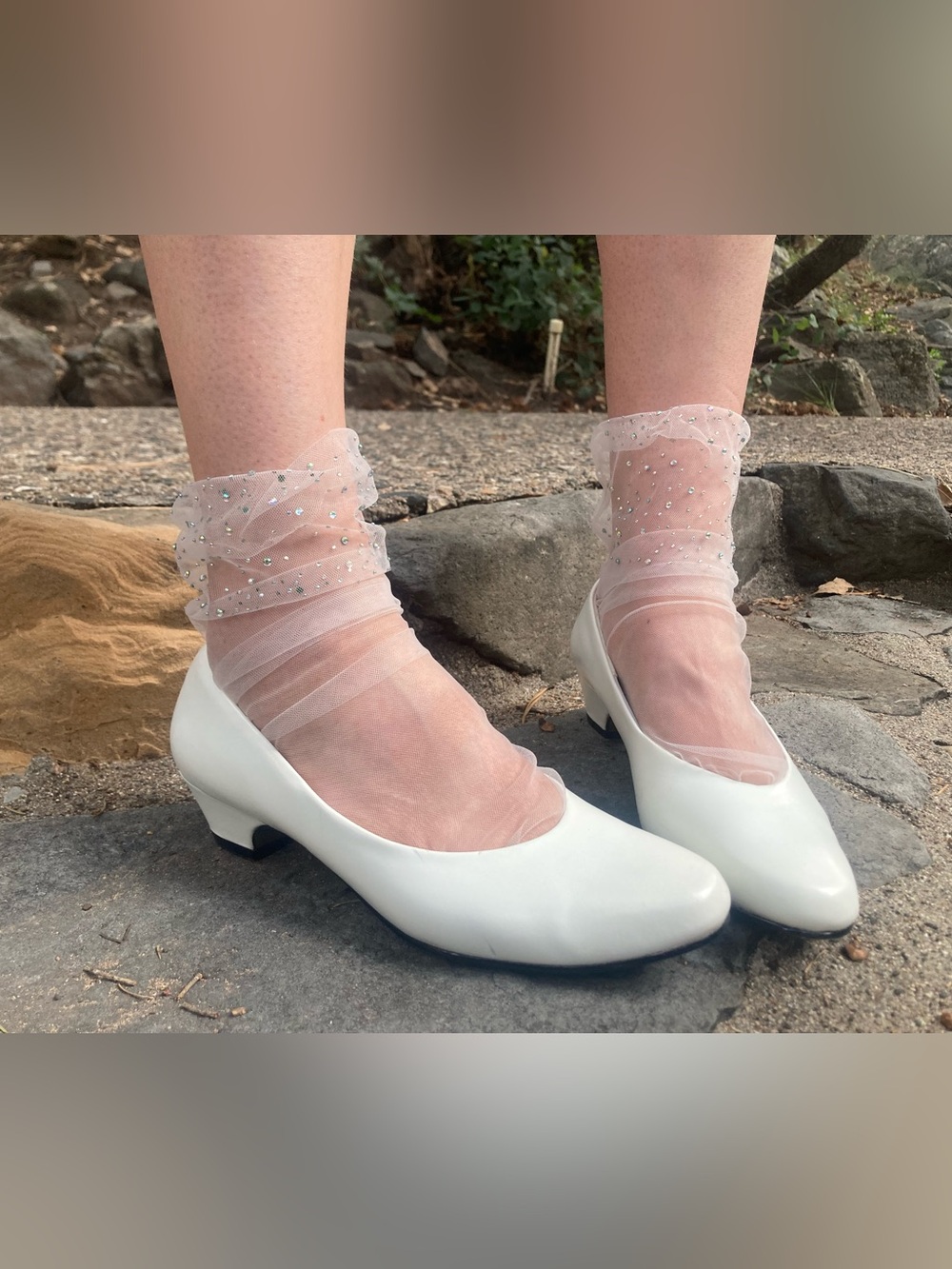 Low Heel White Pumps